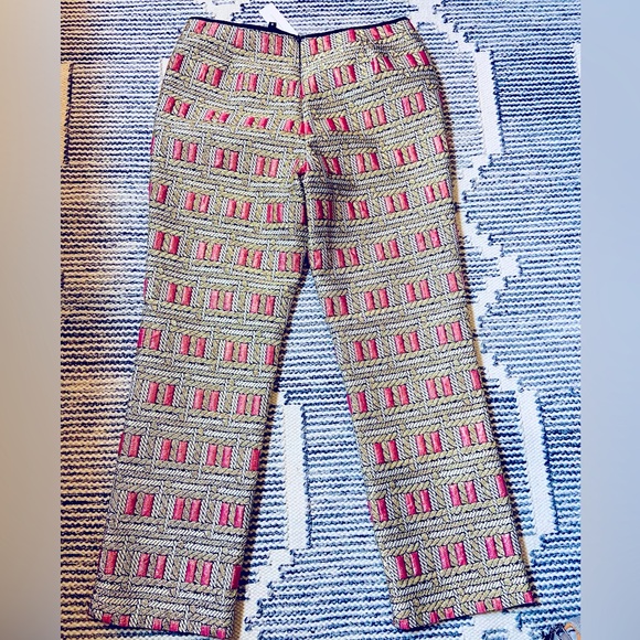 Cynthia Rowley Pants - NWT - Cynthia’s Rowley Gold/ Pink Brocade Size 8 Flare Back Zip Pant